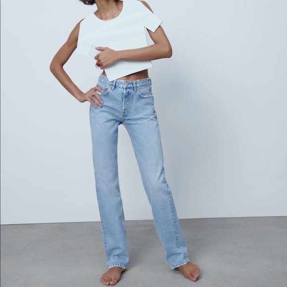 Zara Denim - ZARA Mid-Rise Full Length Straight Leg Jeans